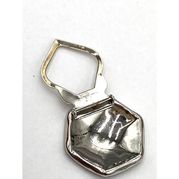Emmons Silver Tone Textured Hexagon Dress Scarf Clip Vintage Estate - Picture 4 of 7